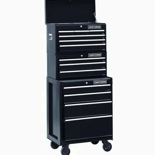 Craftsman 26 Inch 3-Drawer Heavy-Duty Ball-Bearing Middle Chest, Black