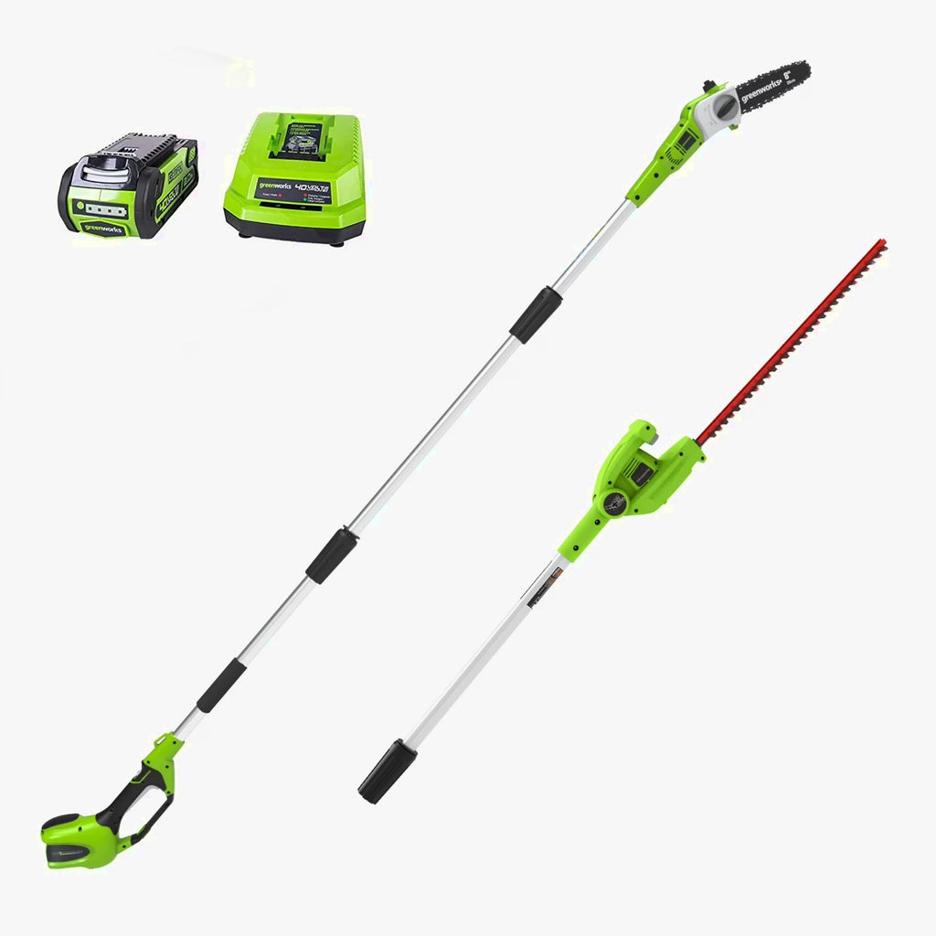 Greenworks 40V 20in Pole Saw With Hedge Trimmer Attachment, 2.0 Ah Battery And Charger