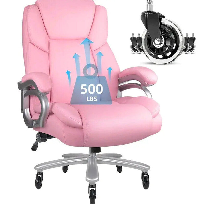 Bossin Big & Tall Executive Office Chair, 500-lb Capacity, PU Leather - Adjustable Lumbar Support