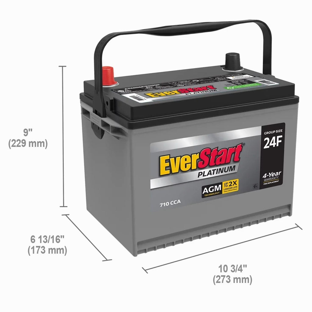 EverStart Platinum AGM Automotive Battery, Group Size 24F, 12 Volt, 750 CCA