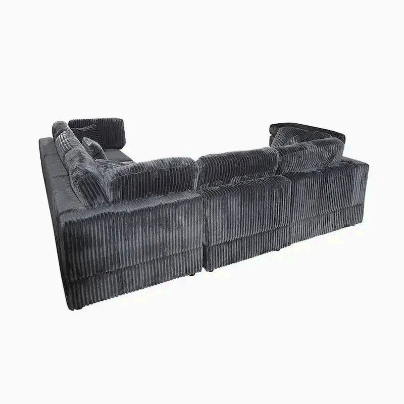 Modular L-Shaped Sectional Sofa, 6-Piece Corduroy Upholstered Configuration