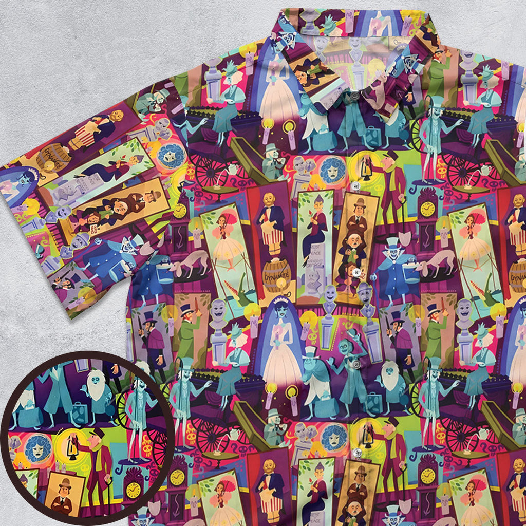 Retro Mansion Collage Button Down Shirt