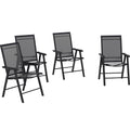 Patio Folding Stackable Outdoor Sling Chairs, 4 Count, Black - 22.87in L x 25.15in W x 37in H