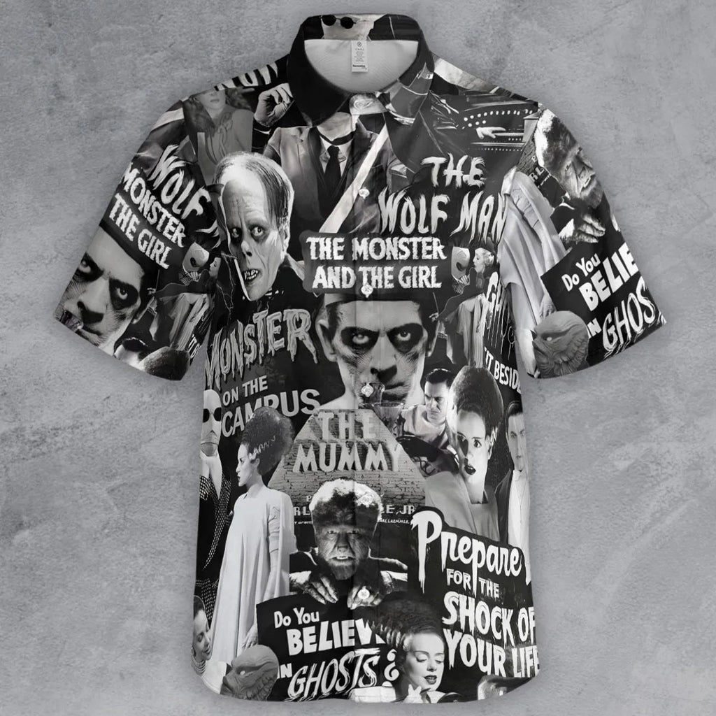 Universal Monsters Pattern Button Down Shirt