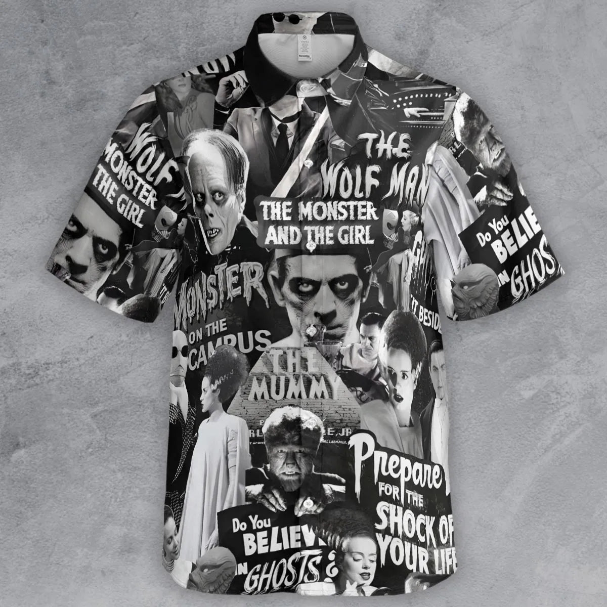 Universal Monsters Pattern Button Down Shirt