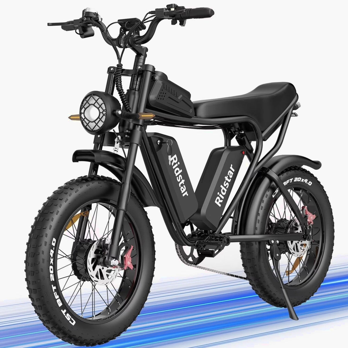1500W Electric Mountain Bike 48V 20Ah, 20 inch Fat Tires, Shimano 7-Speed, Full Suspension - q20-1500w
