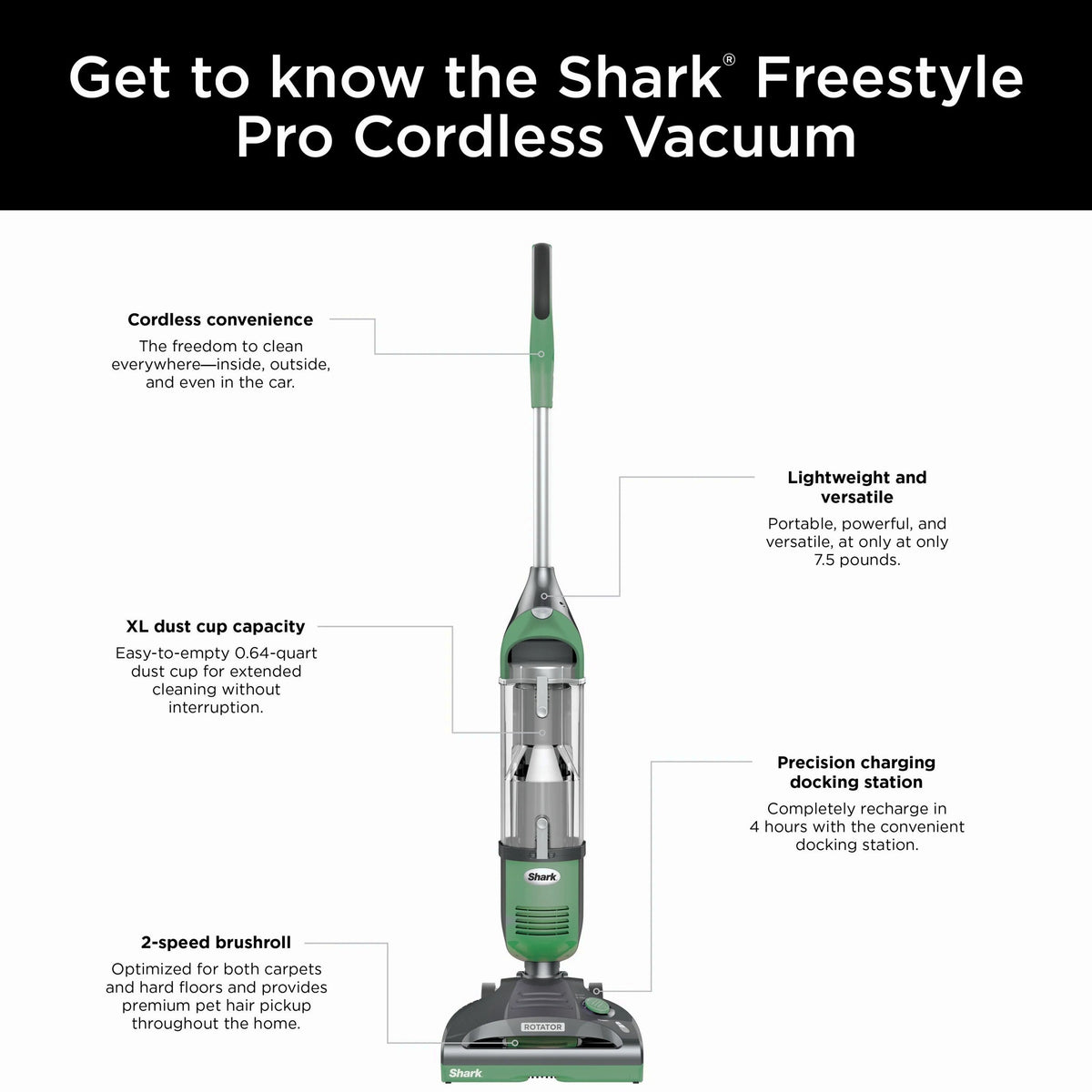 Shark Freestyle Pro Cordless Upright Vacuum With Precision Charging Dock - SV1114