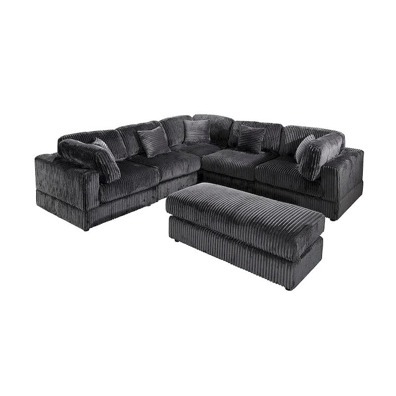 6-Piece Corduroy Upholstered L-Shaped Modular Sectional Sofa