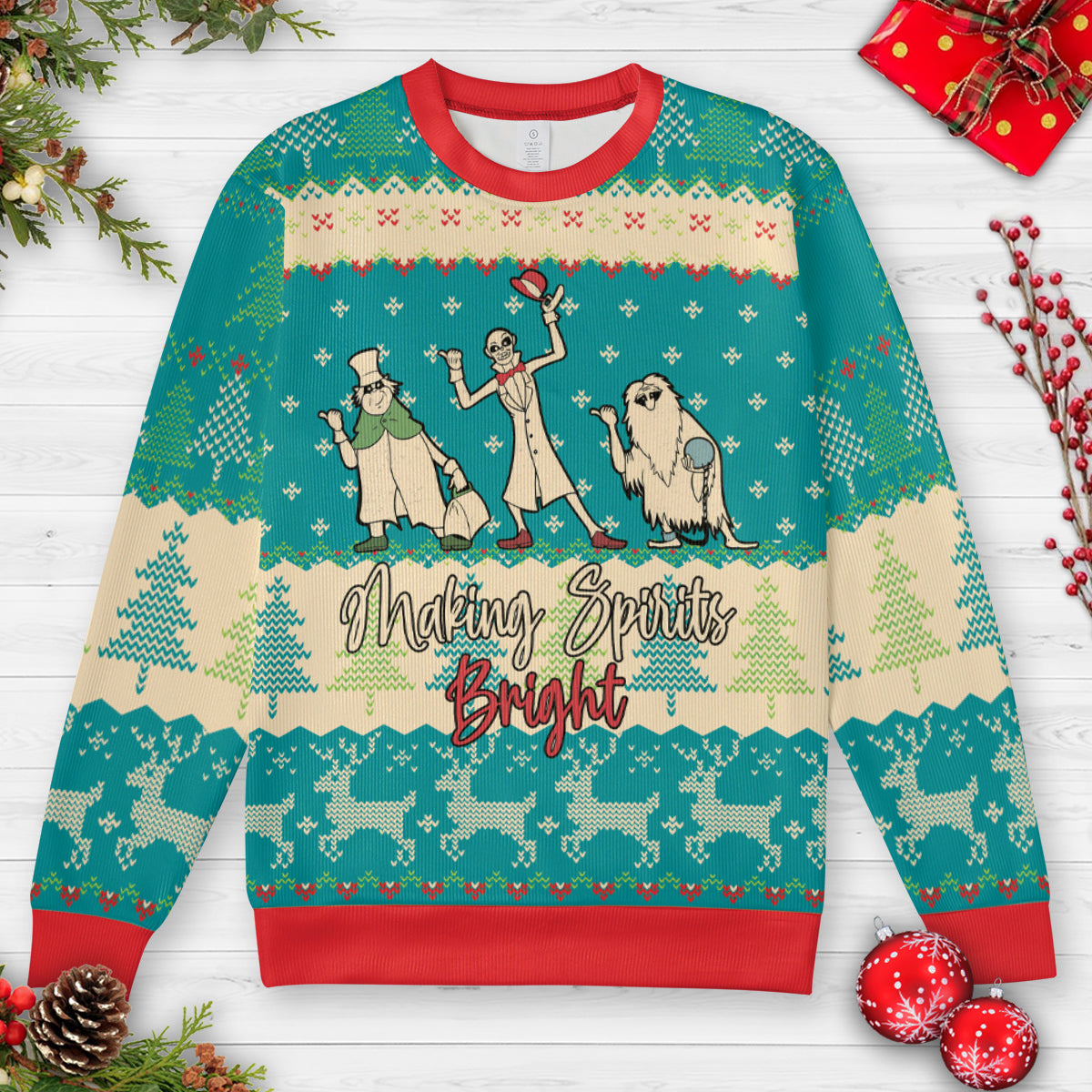 Spirits Bright The Haunted Mansion Ugly Christmas Sweatshirt