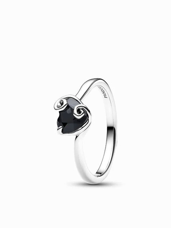 Sterling Silver Black Heart Character Ring