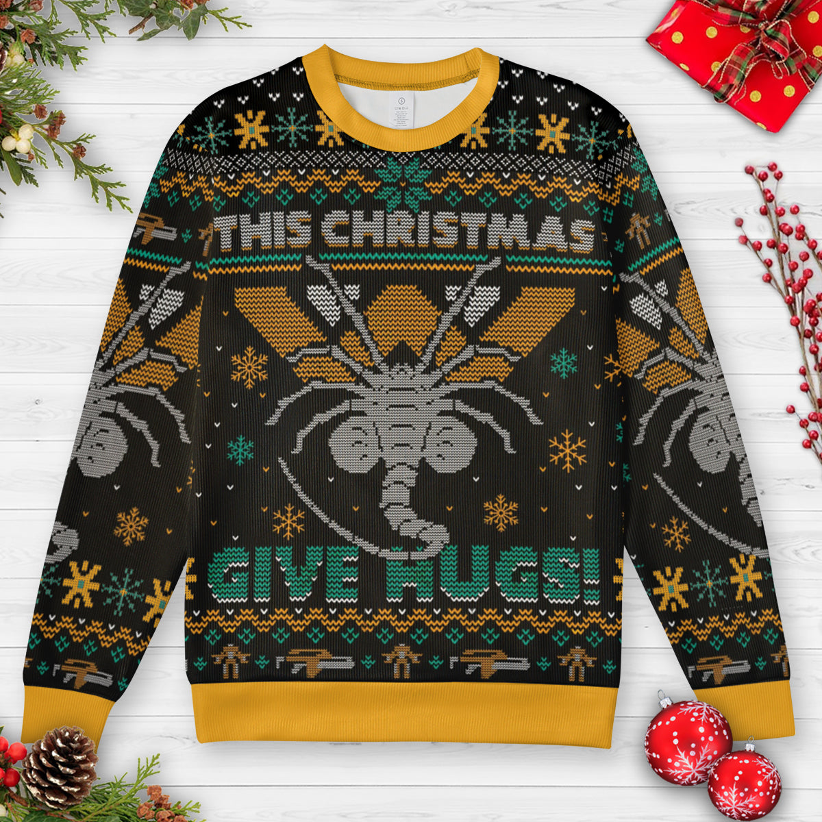 This Christmas Give Hugs Alien Ugly Christmas Sweatshirt