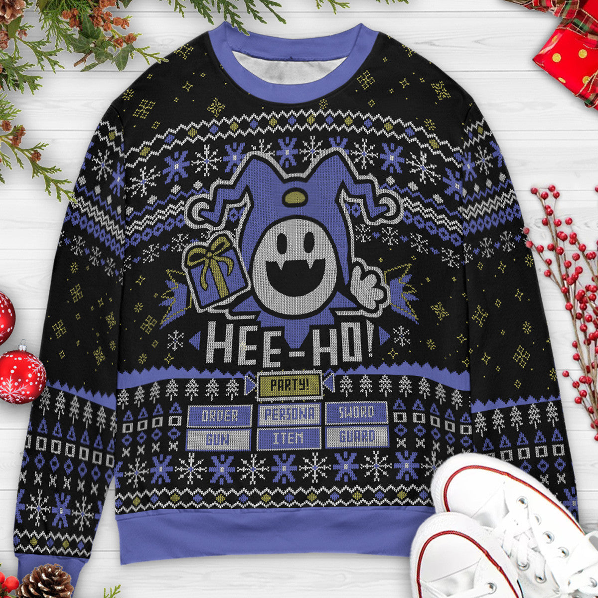 Hee-Ho Jack Frost Shin Megami Tensei Persona Ugly Christmas Sweatshirt