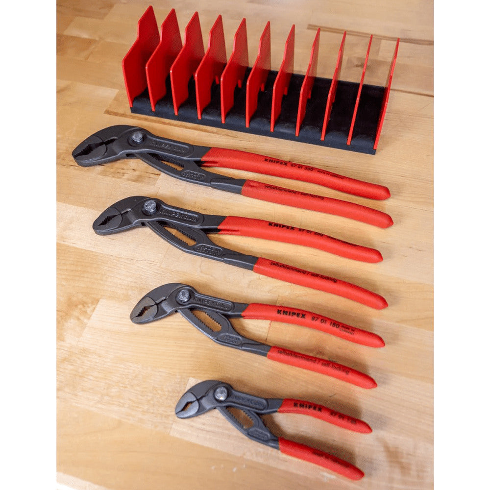 KNIPEX Cobra Pliers Set, 4-Piece With 10-Piece Tool Holder - 87 01 125, 87 01 180, 87 01 250, 87 01 300