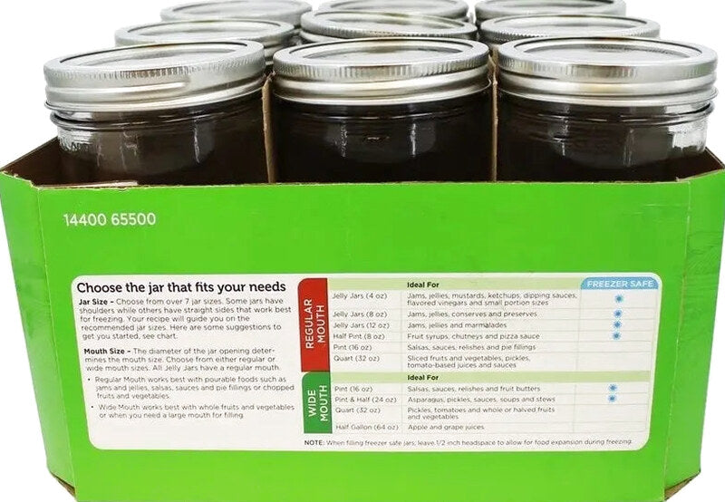 Ball Wide Mouth Glass Mason Jars 24 Oz 9 Pack - 65500