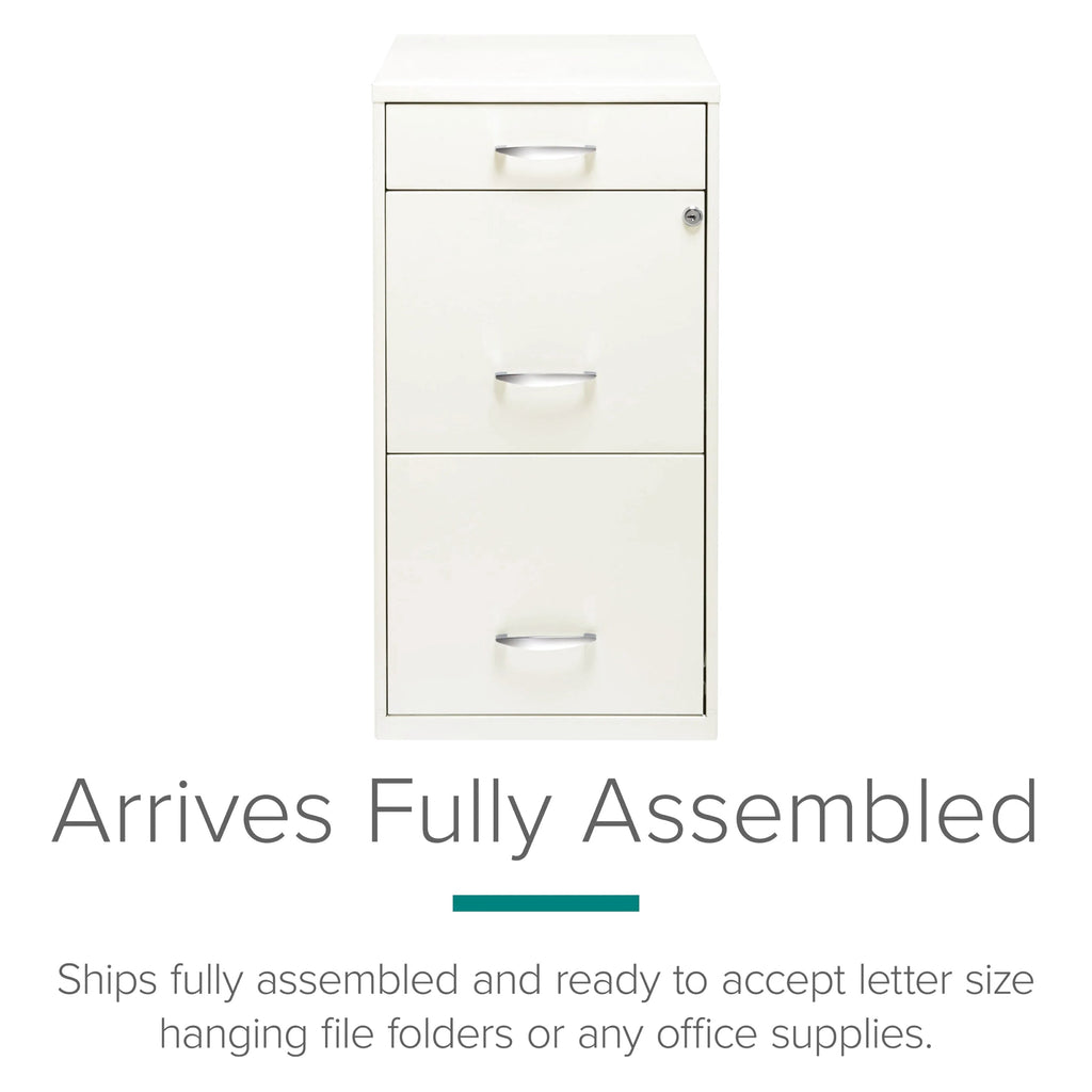 Space Solutions 3 Drawer Letter Width Vertical File Cabinet With Pencil Drawer, White