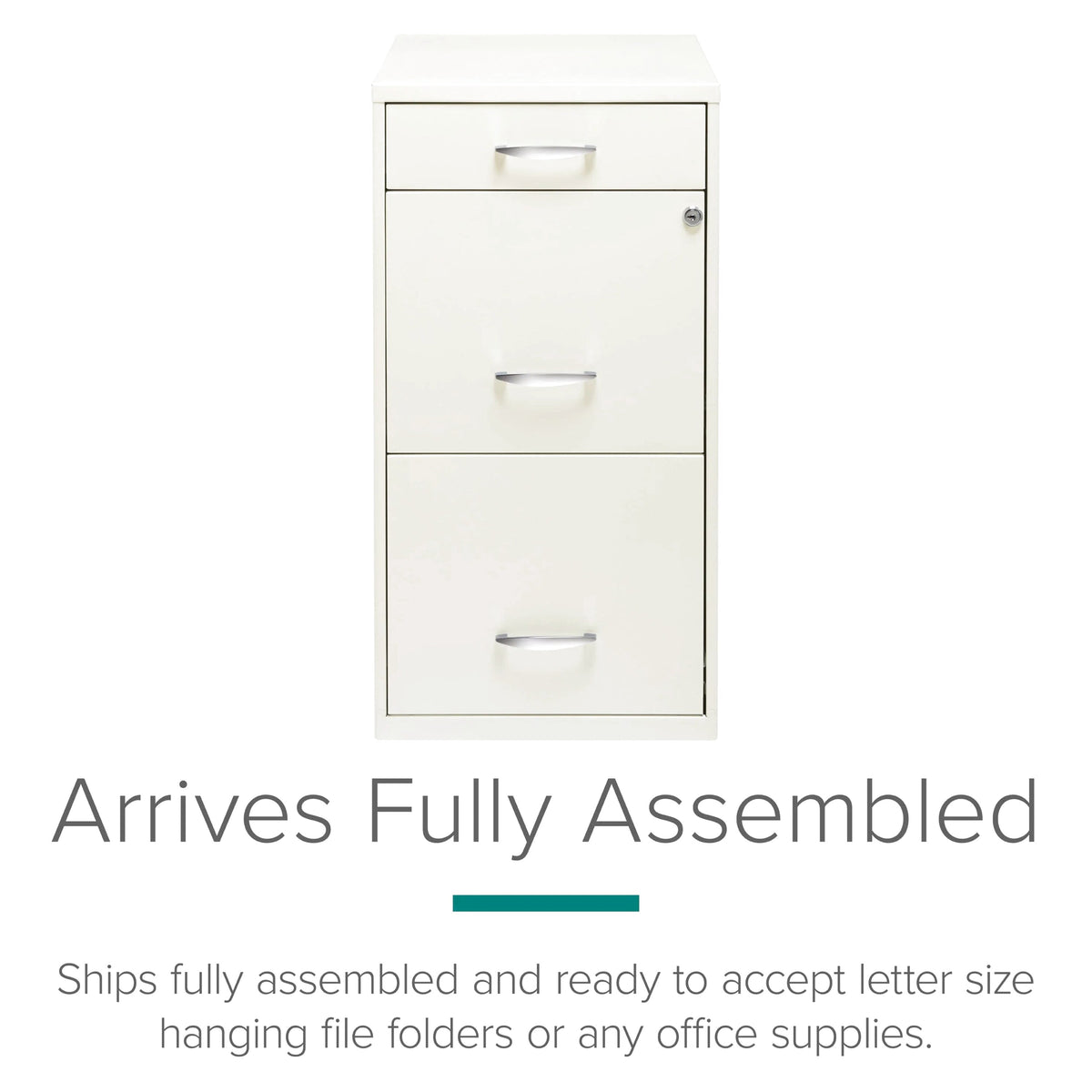 Space Solutions 3 Drawer Letter Width Vertical File Cabinet With Pencil Drawer, White