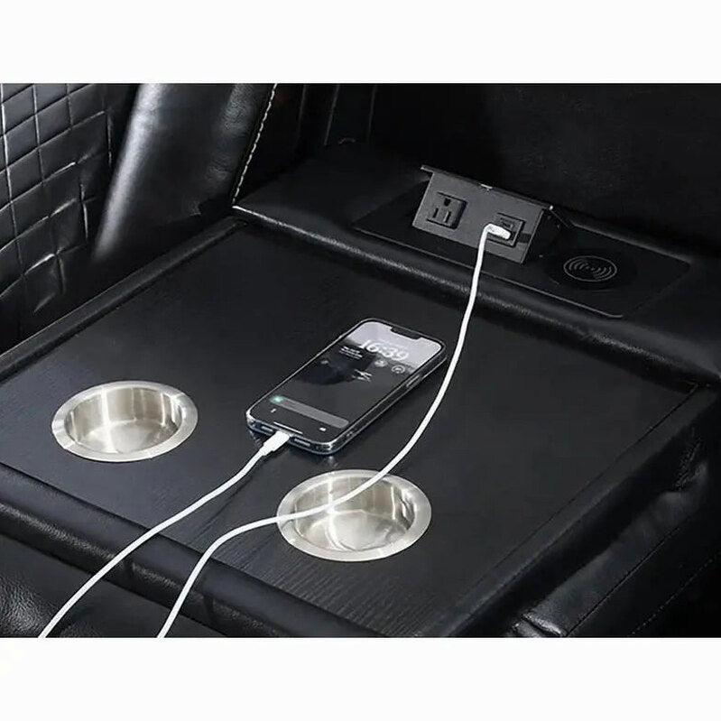 Power Reclining Sofa With Wireless Charging, Reading Light, USB/AC Ports And Cup Holders