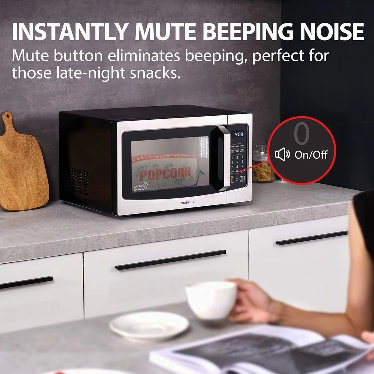 TOSHIBA 4-in-1 Countertop Microwave Oven, 1.5 Cu Ft, 1000W, Silver - ML-EC42P(SS)