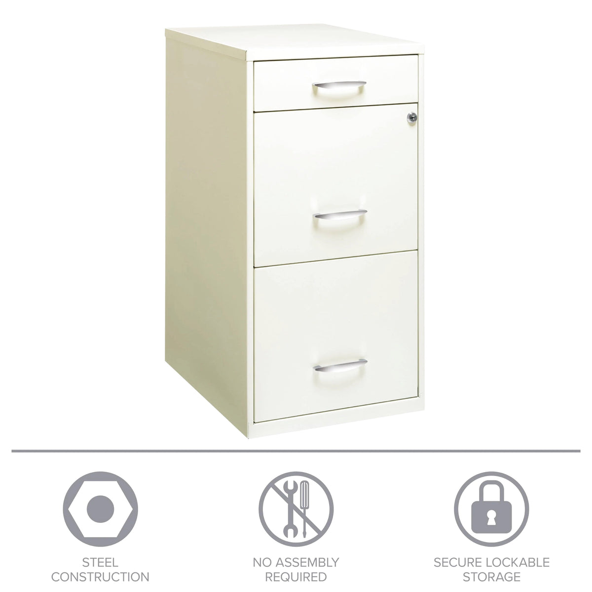 Space Solutions 3 Drawer Letter Width Vertical File Cabinet With Pencil Drawer, White