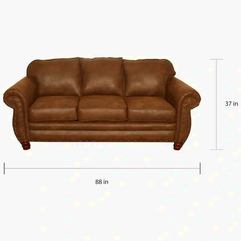 Sedona Sofa With Faux Leather Microfiber Upholstery - 88 W