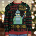 Drinking All The Way Bender Futurama Ugly Christmas Sweatshirt