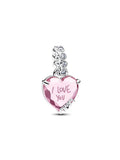 Pink Heart Mom Message Dangle Charm