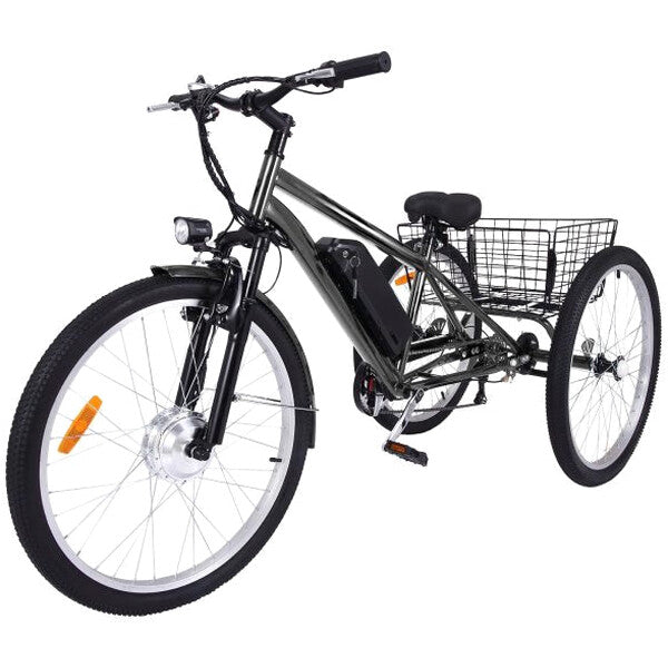 26 Inch Adult 3 Wheel Electric Tricycle With Basket, Fat Tires, 7 Speeds, 350W Motor, 36V 10Ah Battery - 0KT_3xfGu2r4etlrGenxGg69.