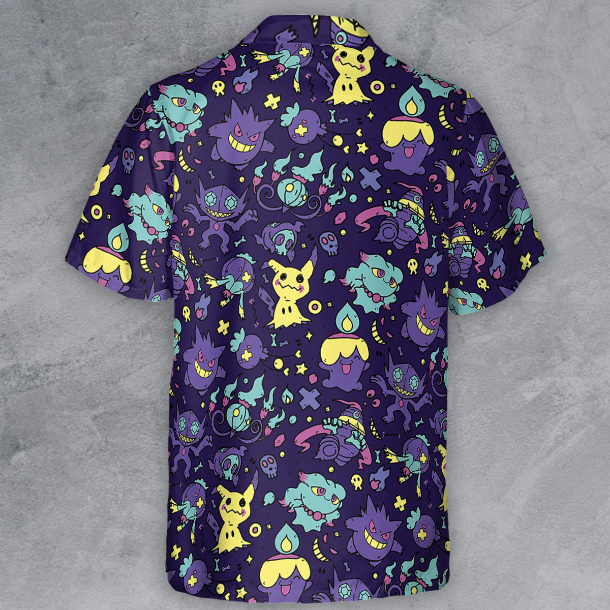 Gengar Ghost Pokemon Pattern Button Down Shirt