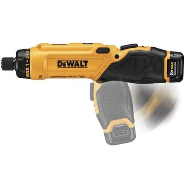 DEWALT 8V MAX Cordless Gyroscopic Screwdriver With Adjustable Handle, (2) 1.0Ah Batteries, Charger, And Bag