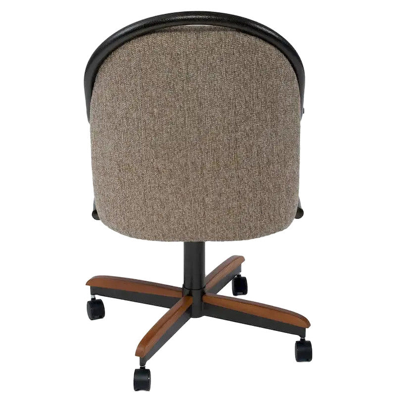 Casual Dining Swivel-Tilt Rolling Chair With Brown Fabric Upholstery