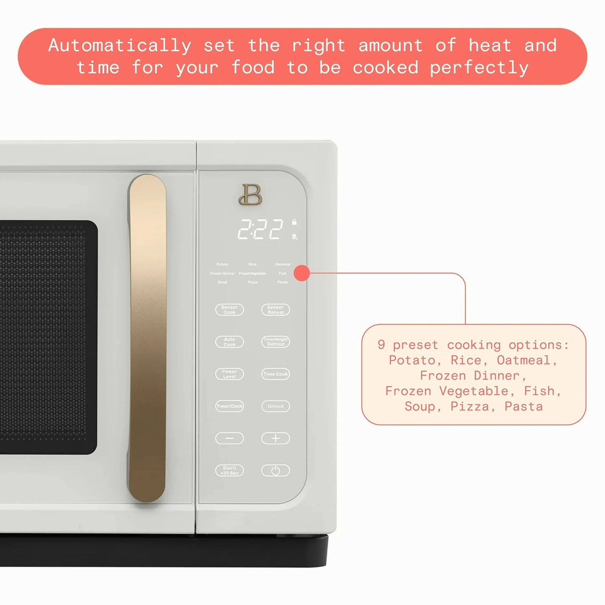 Beautiful 1.1 Cu ft 1000 Watt Sensor Microwave Oven, White Icing - BFCMS811WEST10