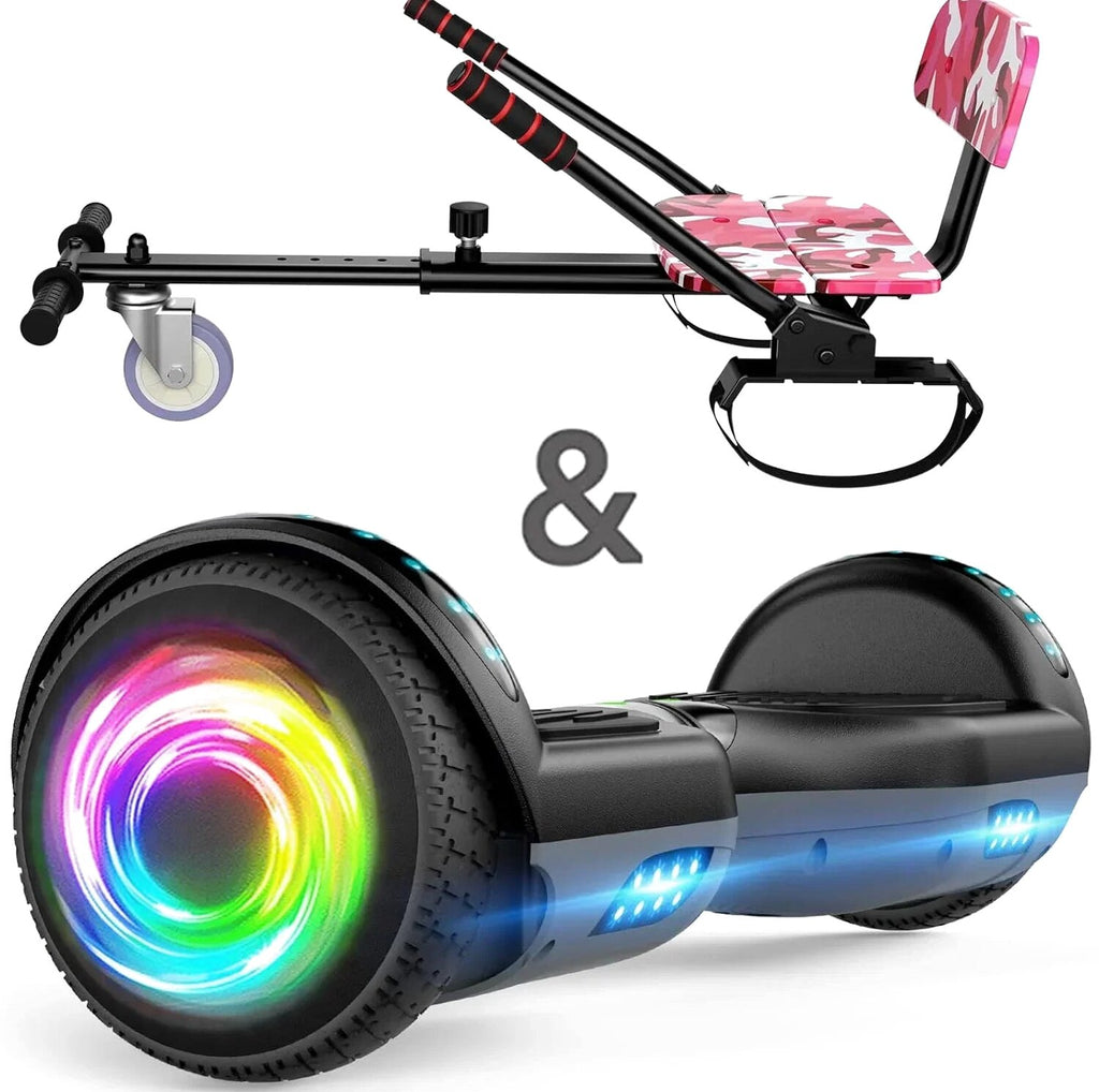 SISIGAD Electric Hoverboard And Kart Combo With 6.5 Inch Wheels And LED Lights