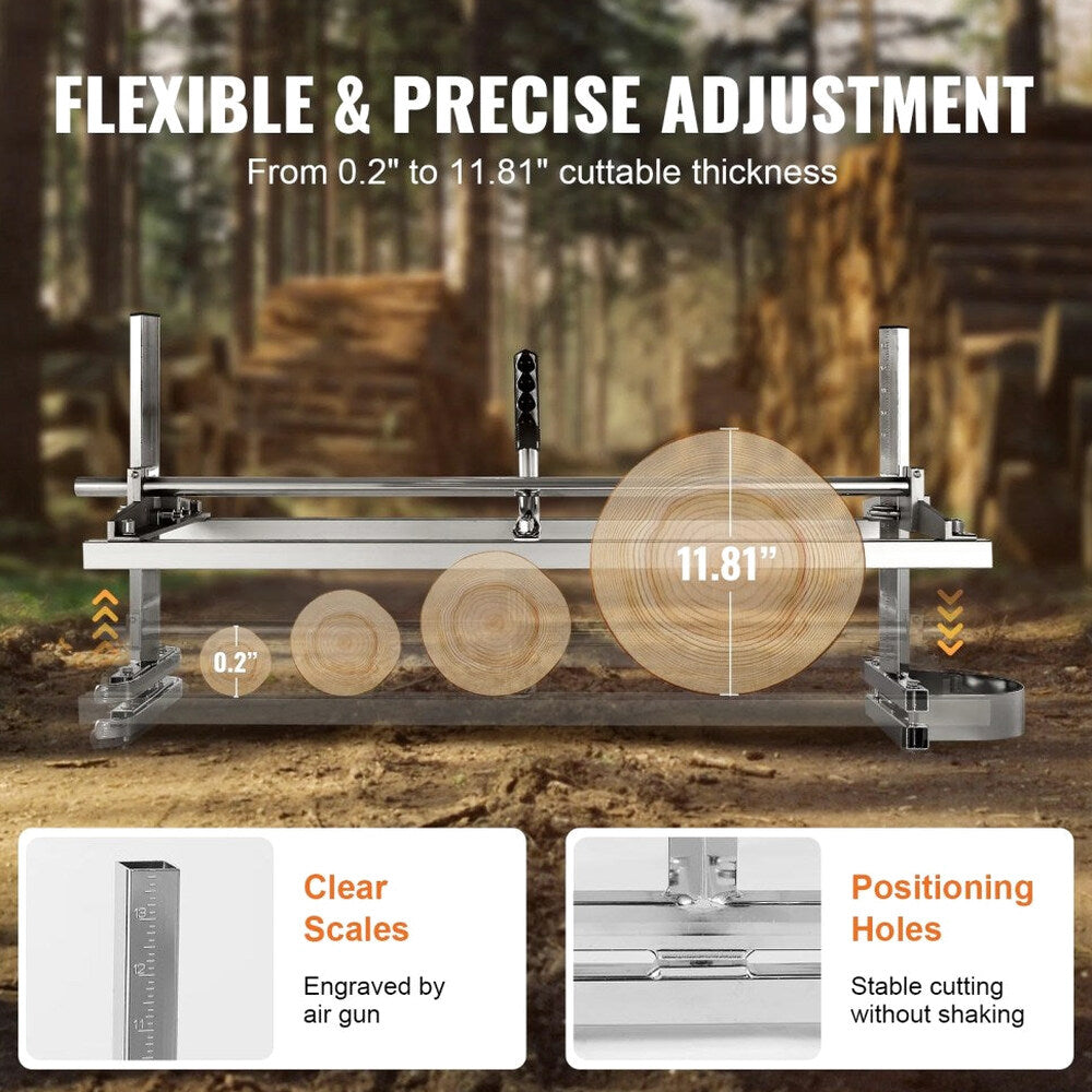VEVOR Chainsaw Mill, Galvanized Steel, 14-36 in Guide Bar, 0.2-11.81 in Cutting Thickness