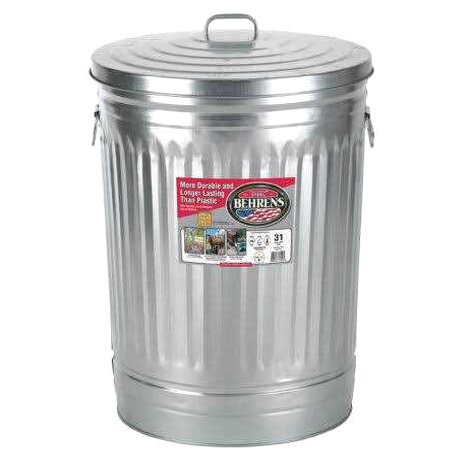Behrens Galvanized Steel Trash Can With Lid