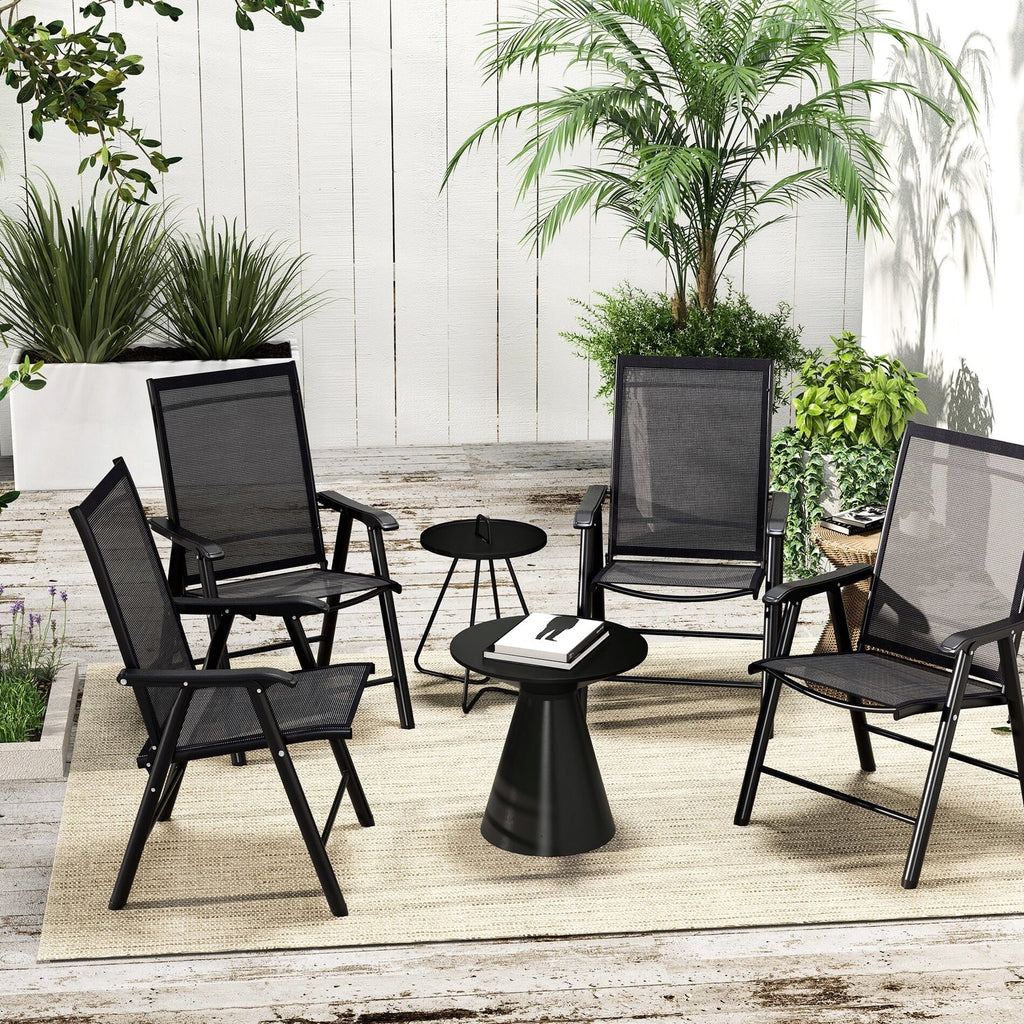 Patio Folding Stackable Outdoor Sling Chairs, 4 Count, Black - 22.87in L x 25.15in W x 37in H