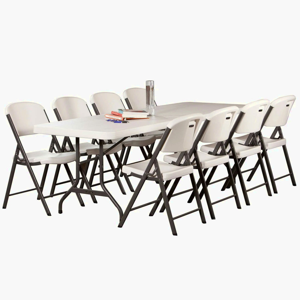 Lifetime 4 8-Foot Rectangle Folding Tables And 32 Chairs Set, White Granite - 80147