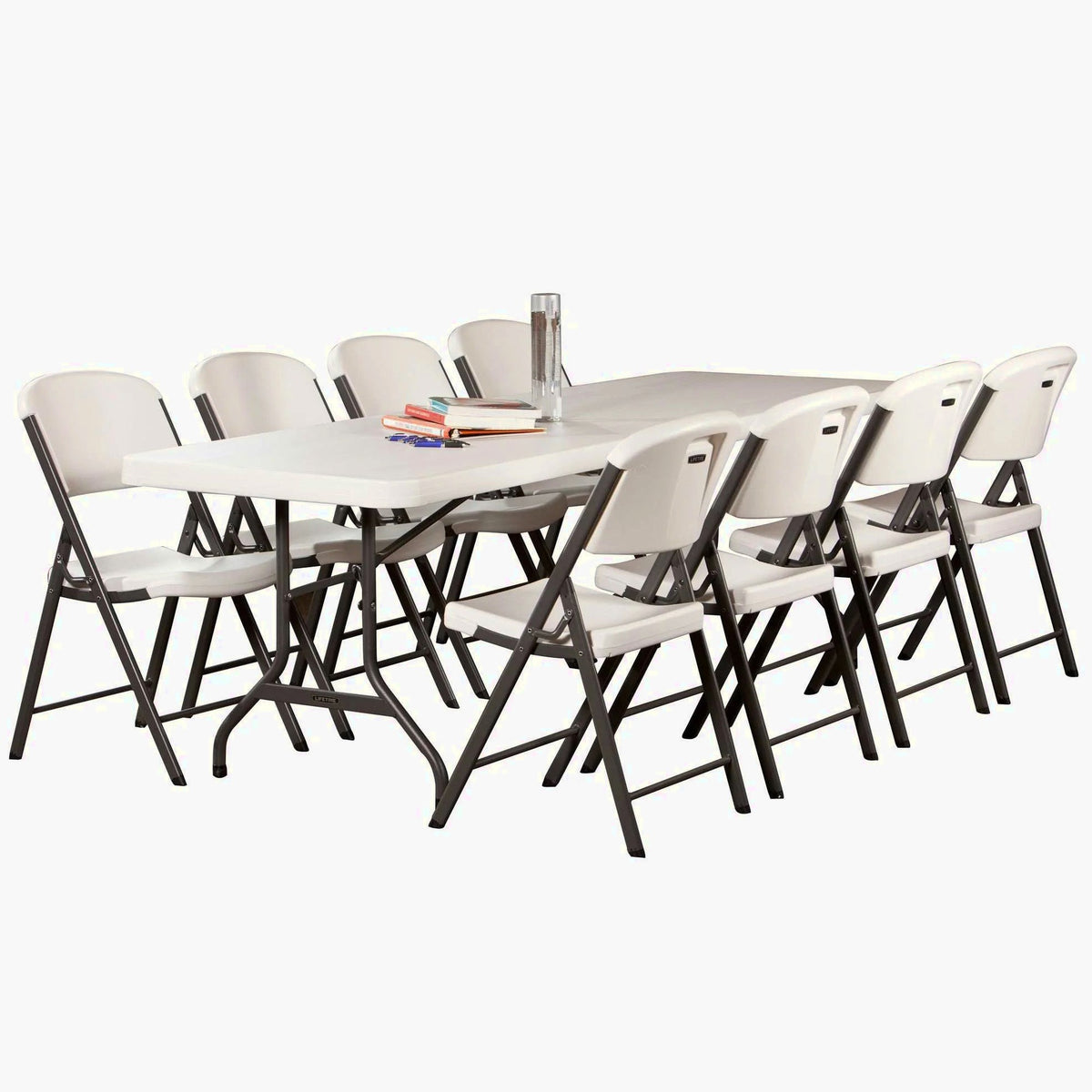 Lifetime 4 8-Foot Rectangle Folding Tables And 32 Chairs Set, White Granite - 80147