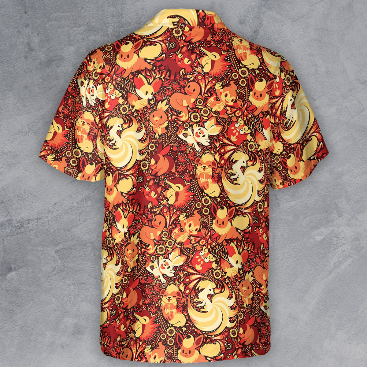 Pokemon Fire Pattern Button Down Shirt