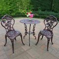 Camellia Cast Aluminum 3-Piece Bistro Set With Table And 2 Chairs - Antique Bronze