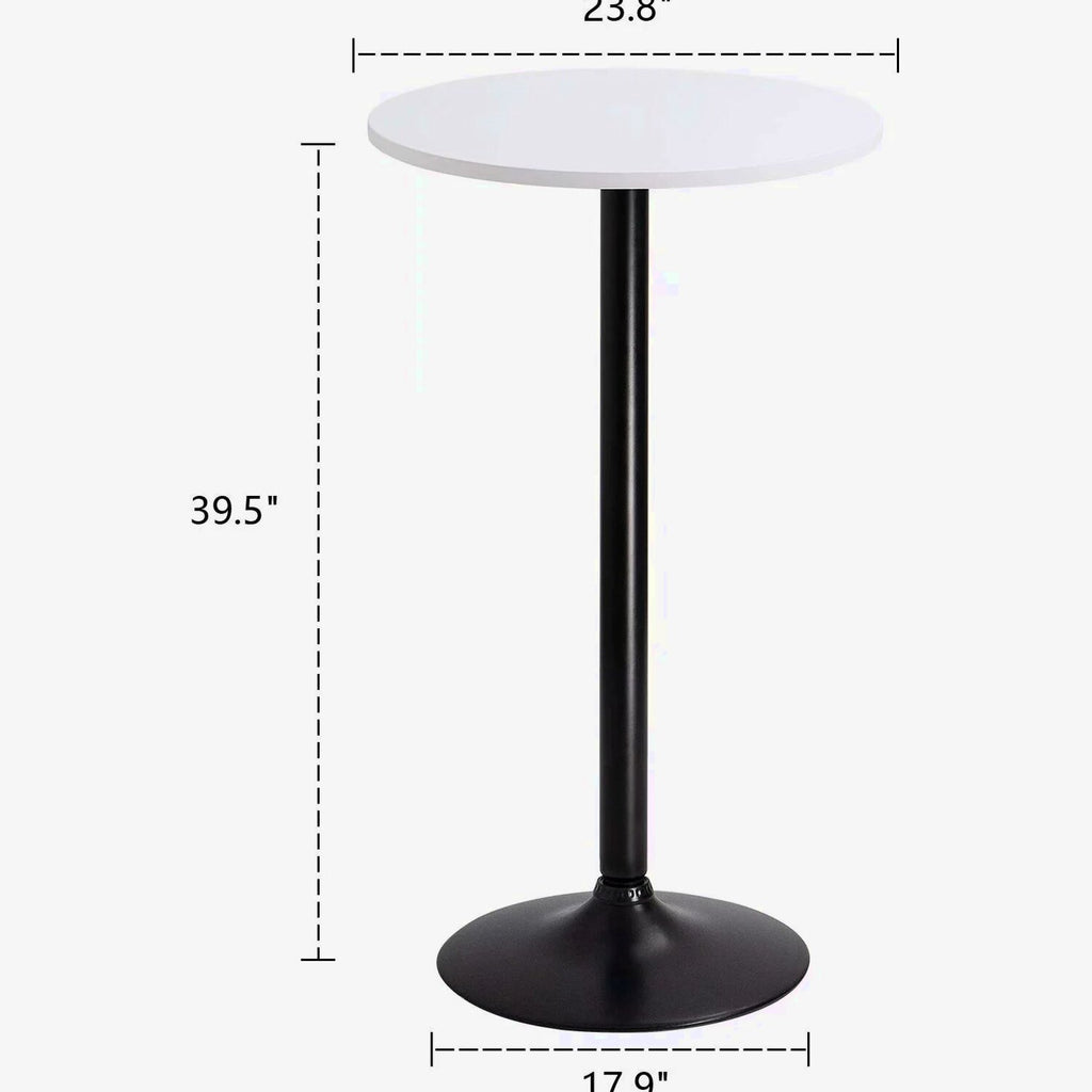 Round Bar-Height Bistro Pub Table With Metal Base And MDF Top, 23.8 x 23.8 x 39.5 Inch