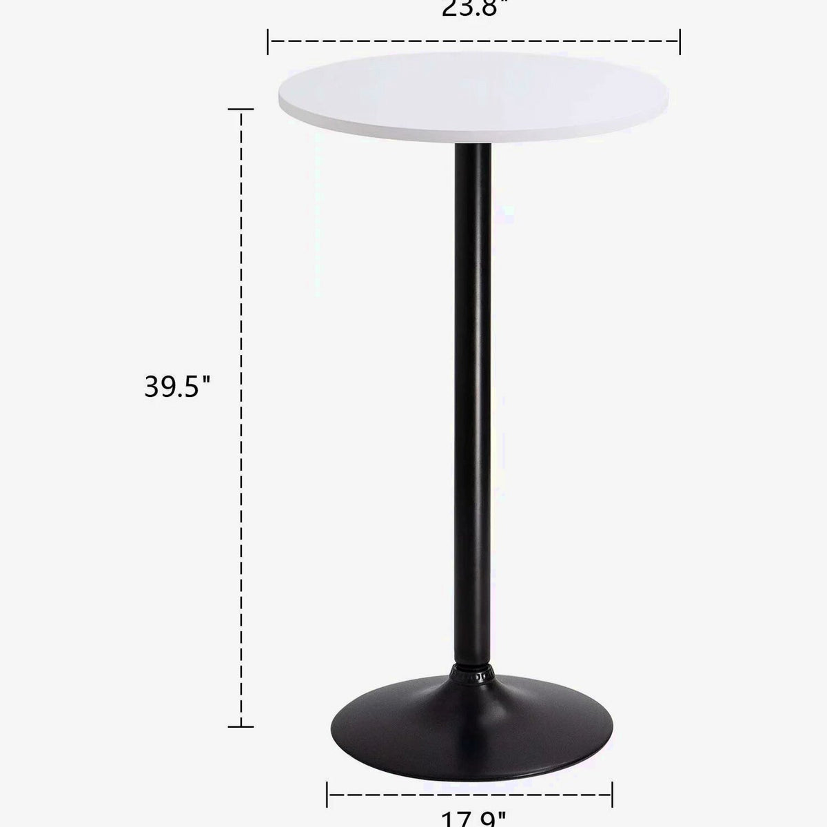 Round Bar-Height Bistro Pub Table With Metal Base And MDF Top, 23.8 x 23.8 x 39.5 Inch