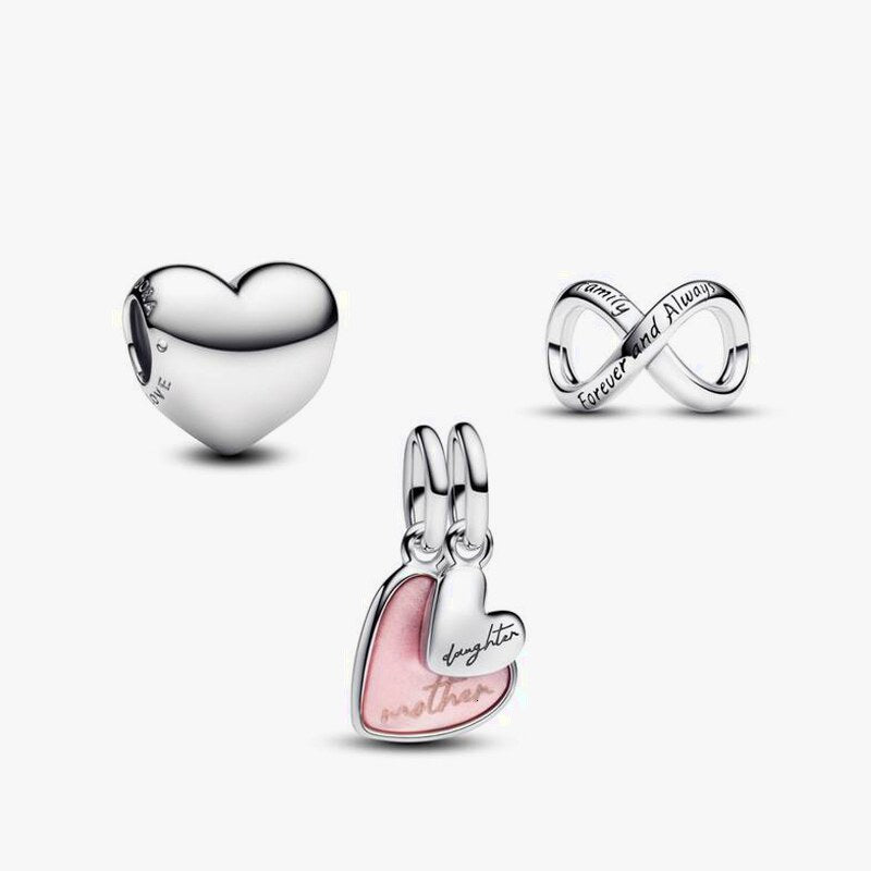 Mother Daughter Heart Charm Set