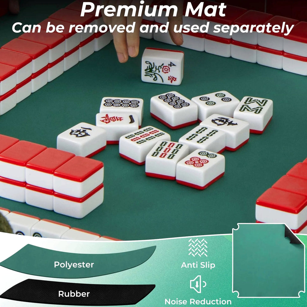 Costway Folding Mahjong Table With Cup Holders, Felt Mat And Carrying Handle - 35in x 35in x 29in