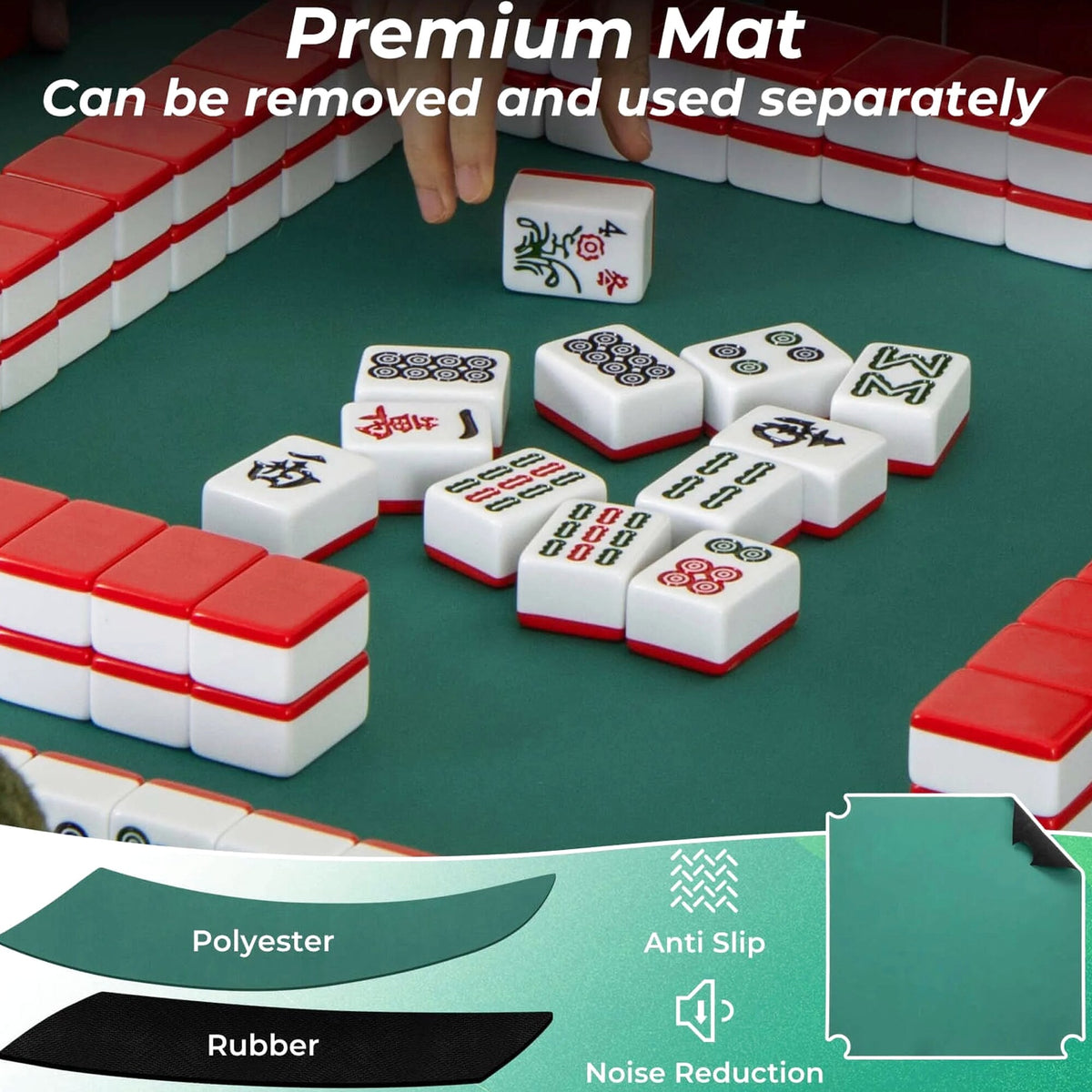 Costway Folding Mahjong Table With Cup Holders, Felt Mat And Carrying Handle - 35in x 35in x 29in