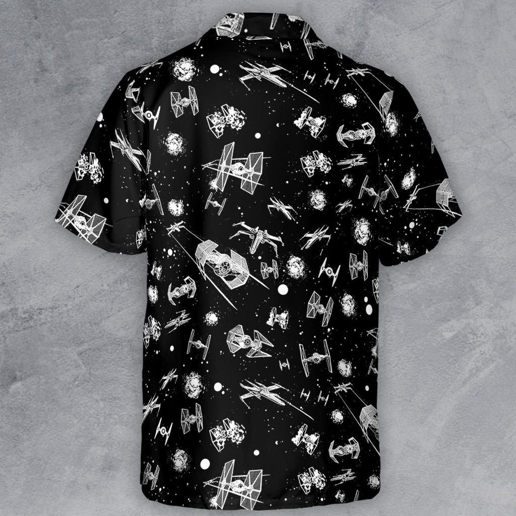 Space Ship Battle Star Wars Button Down Shirt