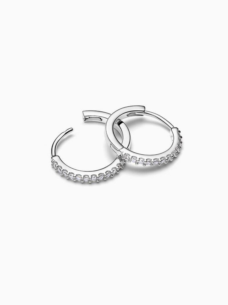 Sterling Silver Sparkling Mini Hoop Earrings