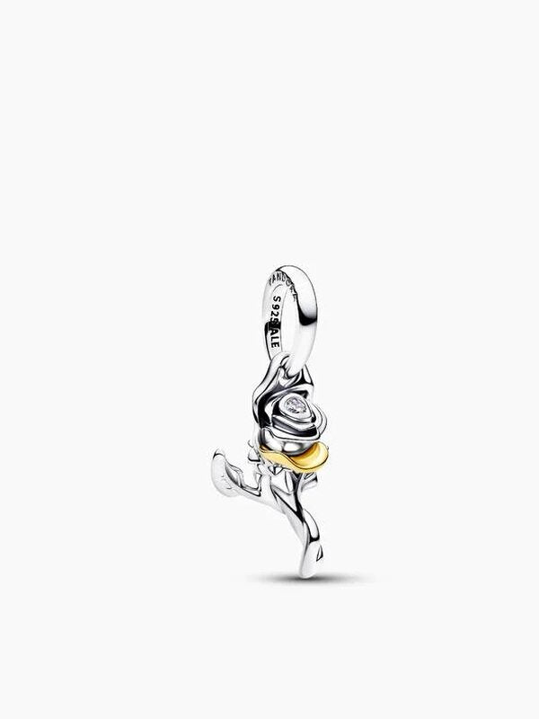 Gold-Plated Rose Diamond Dangle Charm