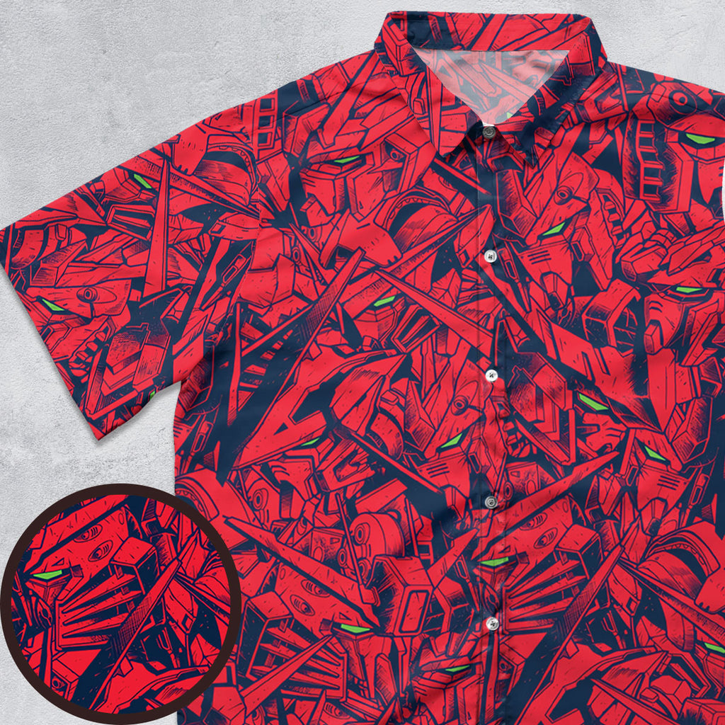 Gundam Camo Magenta Gundam Button Down Shirt