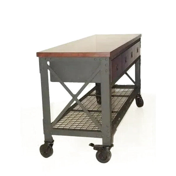 Building Products 72 in 3-Drawer Rolling Industrial Workbench With Wood Top