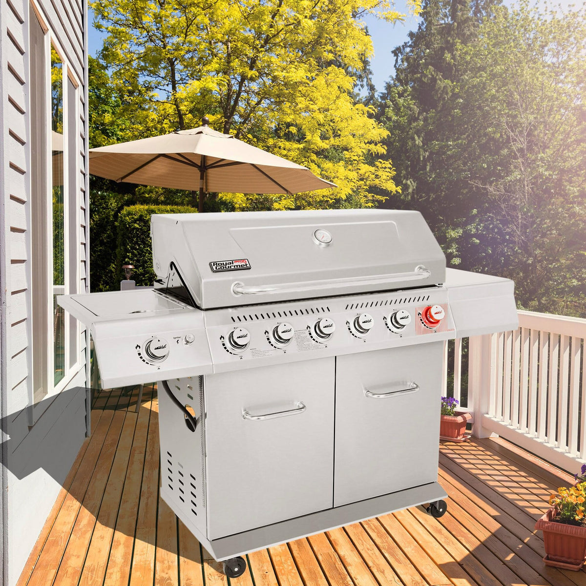 Stainless Steel 6-Burner Gas Grill - 74,000 BTU With Sear And Side Burner